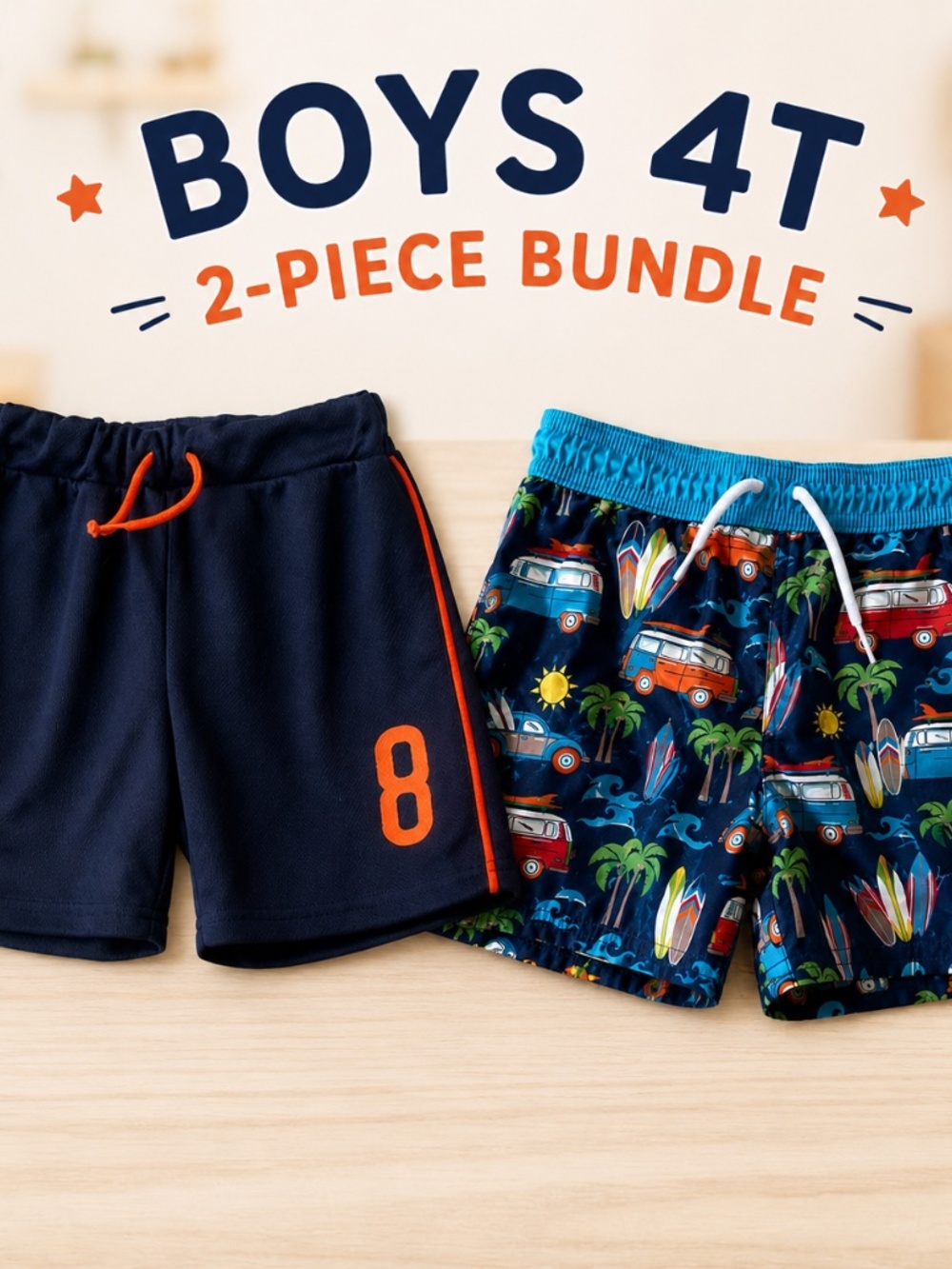 Boys 4T Shorts Bundle – Floatimini Swim Trunks & St. Bernard Athletic Shorts